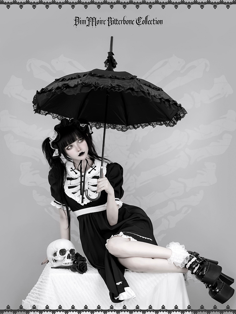 限定出品♡DimMoire 夢纏うサスペンダースカート Black×White DimMoire  