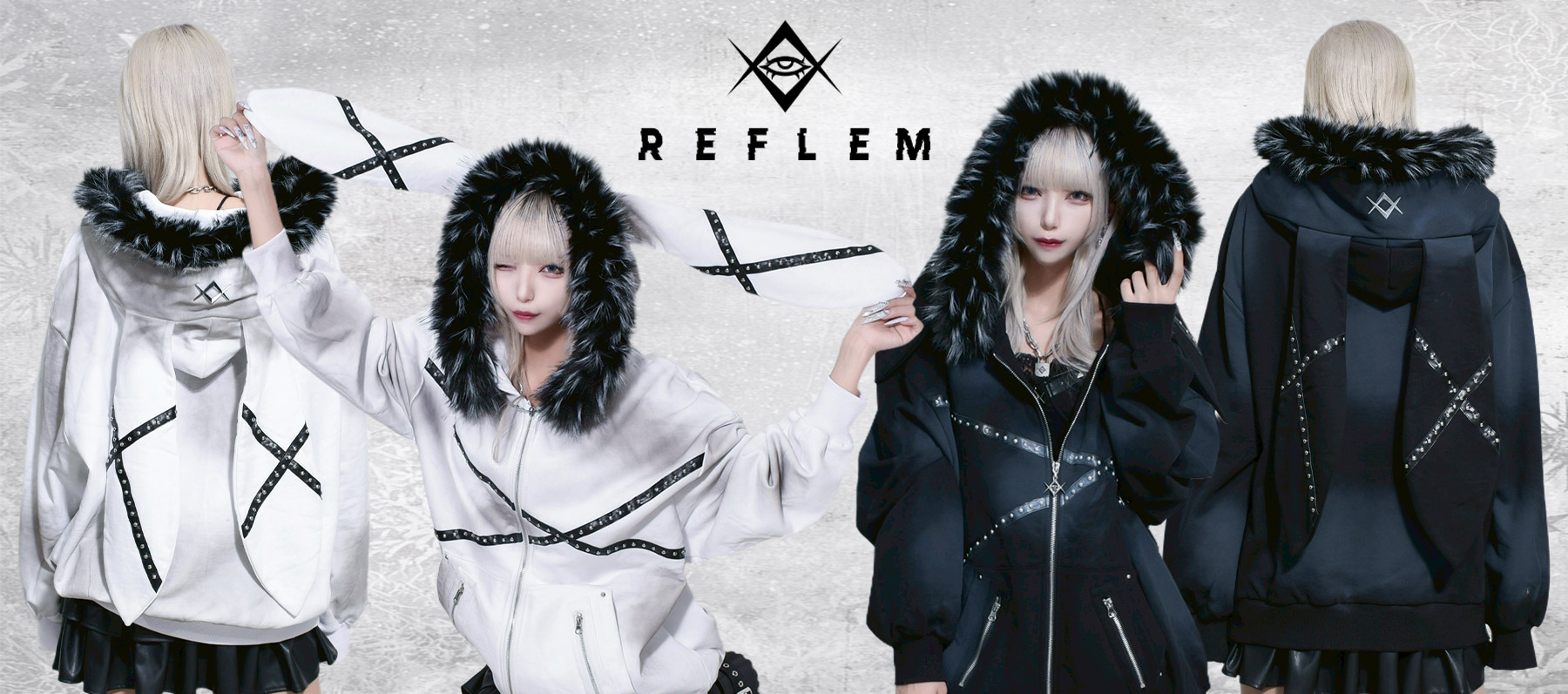 REFLEM【レフレム】ファー付きうさ耳ジップパーカー/全2色