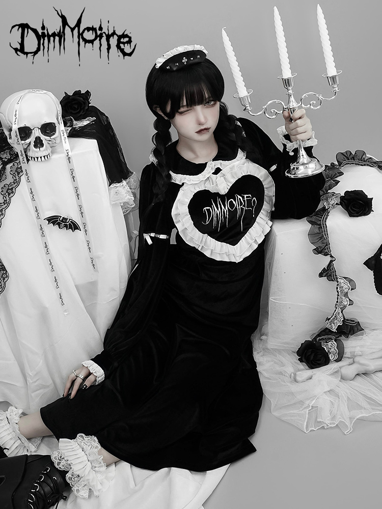 DimMoire【ディムモアール】絶メイドワンピース/Black×White 貧しかっ 