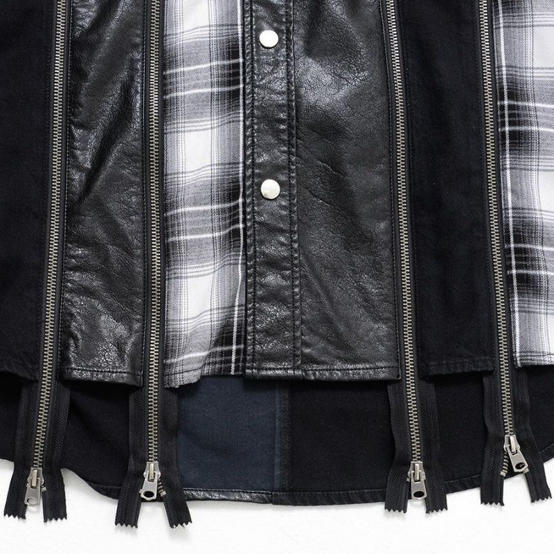 CIVARIZE【シヴァーライズ】切り替えドッキングデニムシャツ