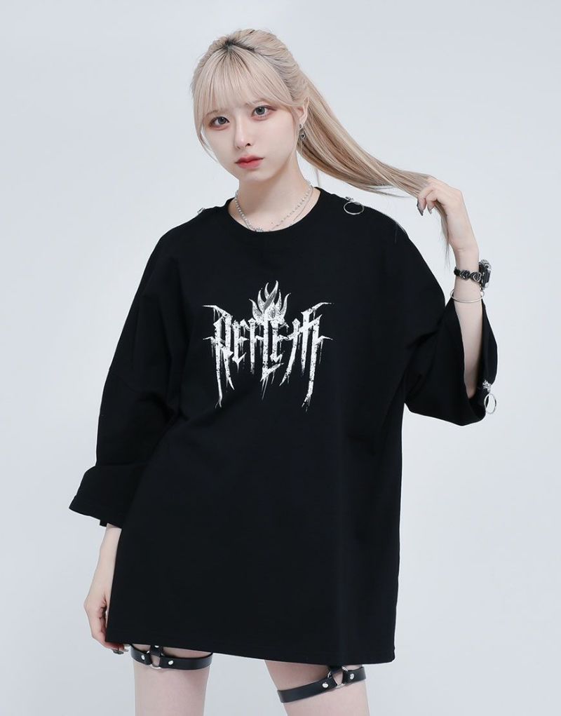 REFLEM【レフレム】ショルダーZIPデザインTシャツ/全2色