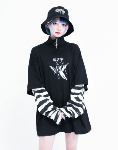 REFLEM【レフレム】ショルダーZIPデザインTシャツ/全2色
