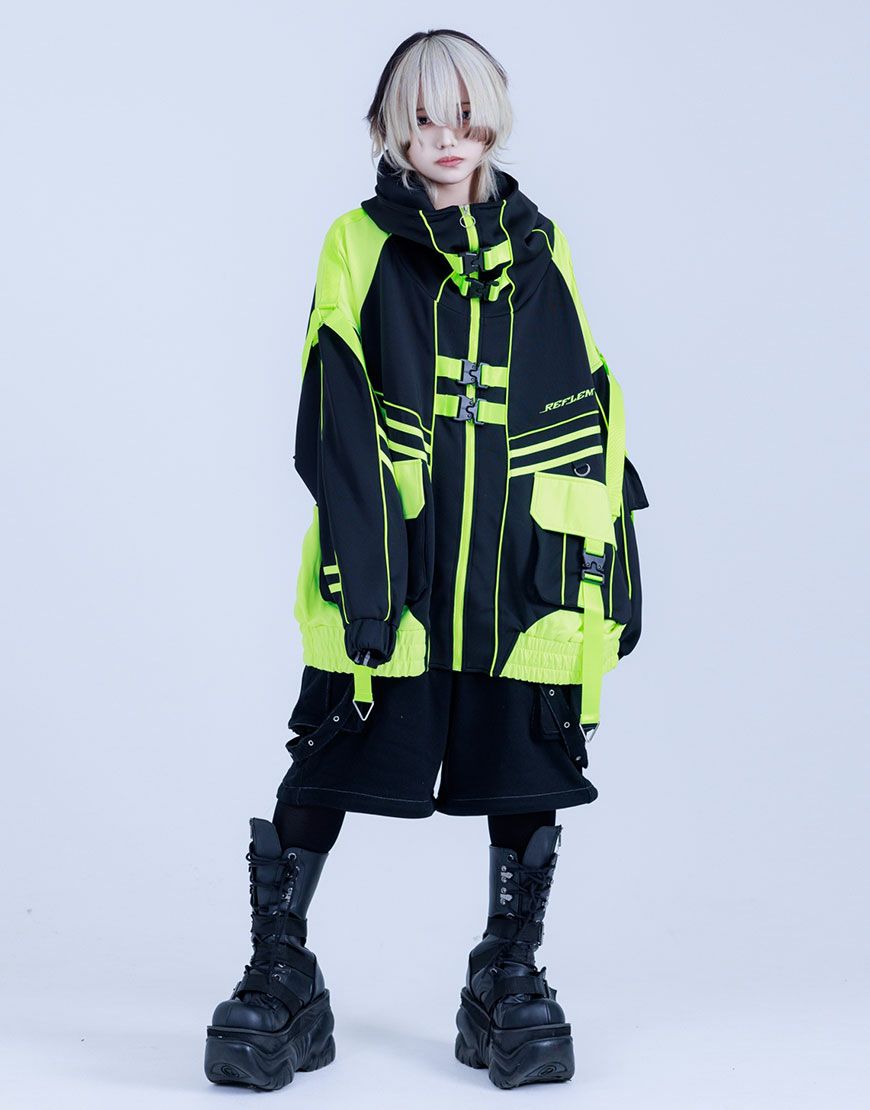 REFLEM【レフレム】サイバー切替ボリュームネックジャージパーカー/全3色 
