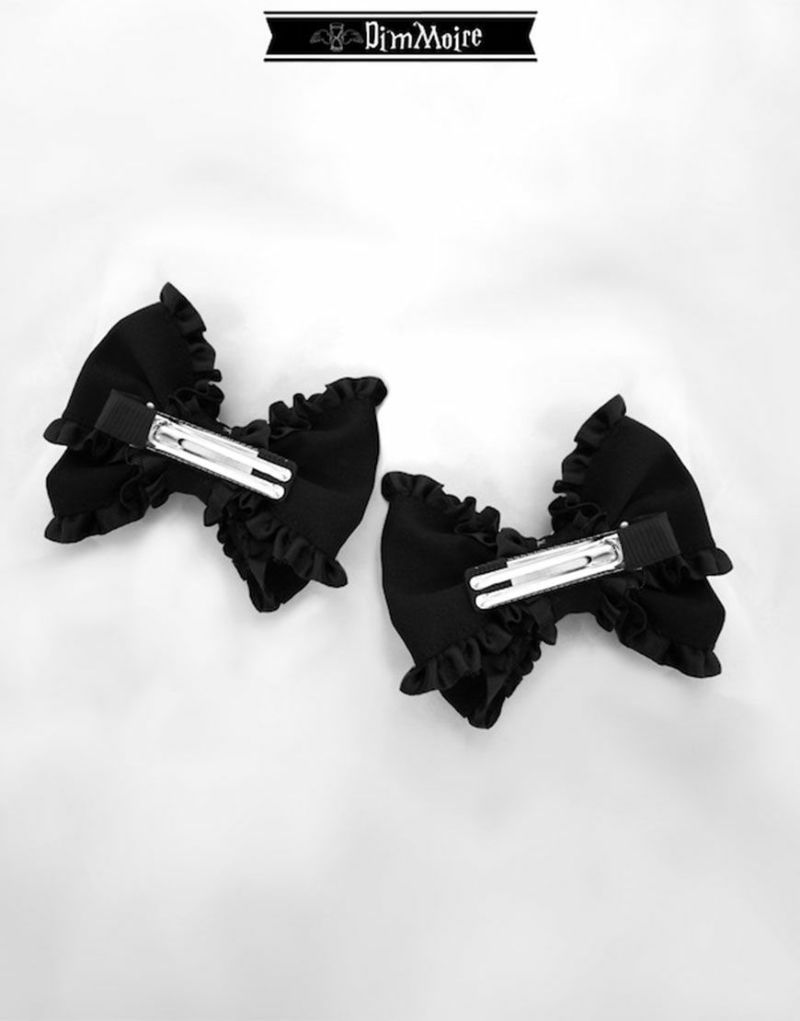 DimMoire ヘアクリップ 安全ピン×フリルリボ Black DimMoire【ディムモアール】安全ピン×フリルリボン/A(クリップ