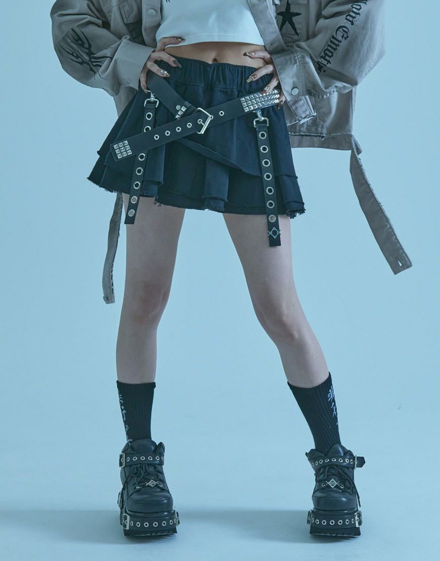 REFLEM【レフレム】ベルト付きフリルスカート/全2色 