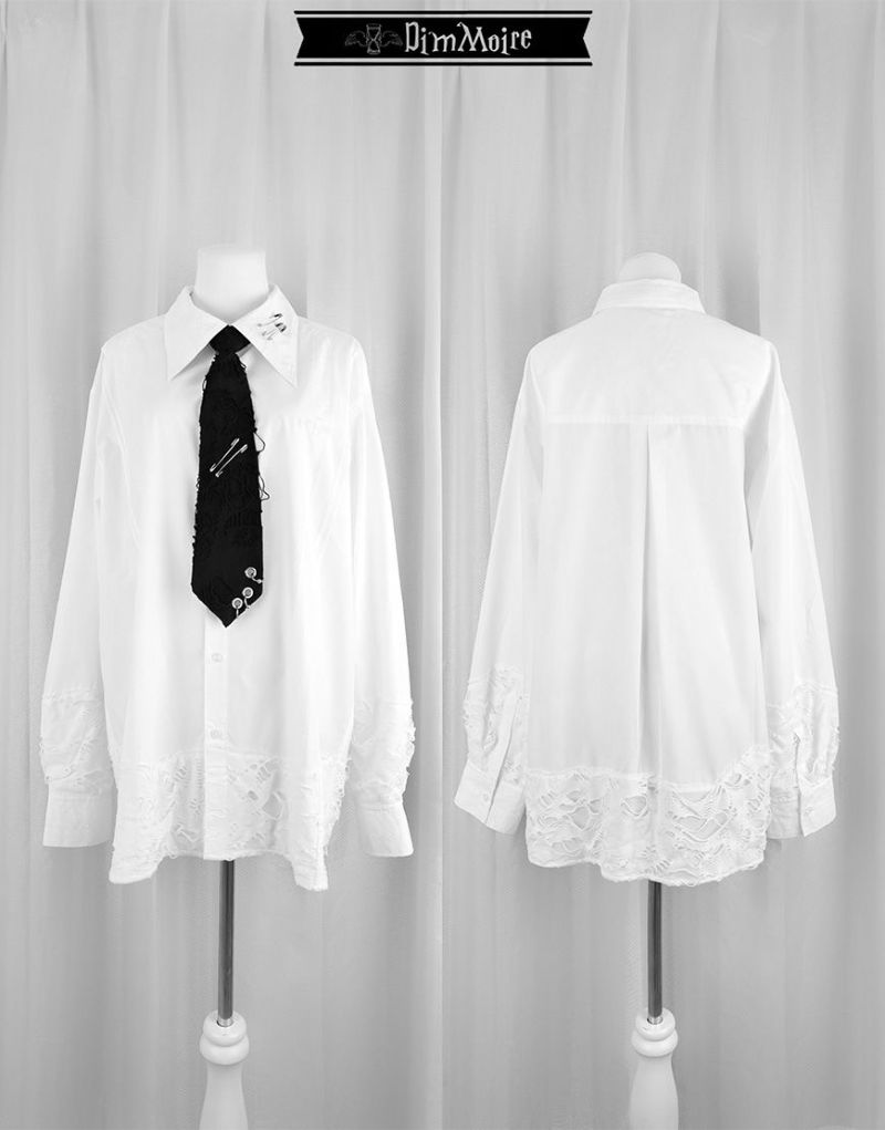 DimMoire【ディムモアール】クラッシュ生地使いシャツ/White