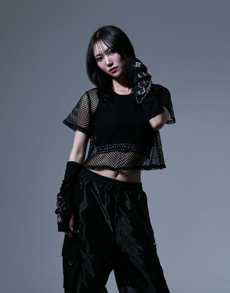 REFLEM【レフレム】メッシュ半袖Tシャツ+リブロゴプリントタンク