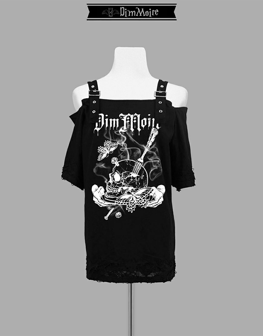 DimMoire【ディムモアール】Dig in SkullオフショルT/Black