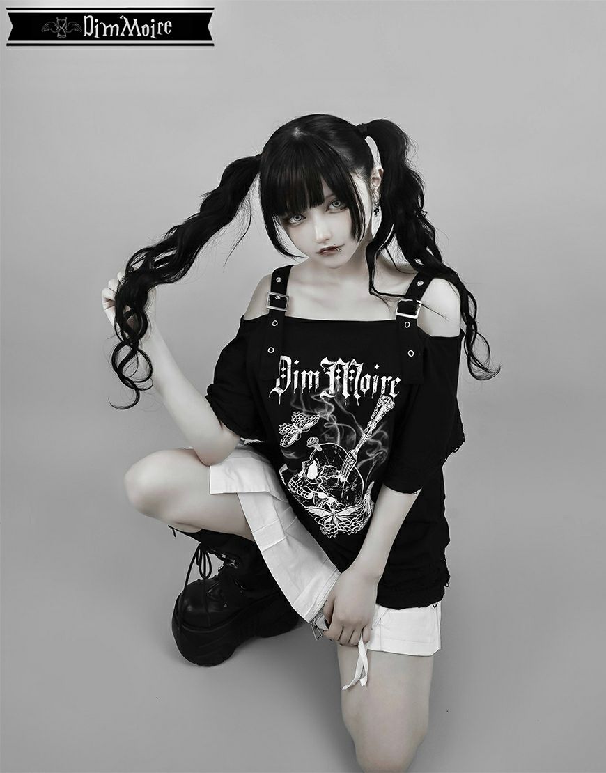 DimMoire【ディムモアール】Dig in SkullオフショルT/Black