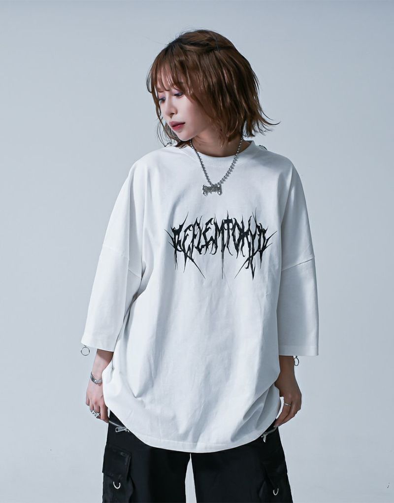 REFLEM【レフレム】ショルダーZIPメタルロゴプリント半袖Tシャツ/全3色