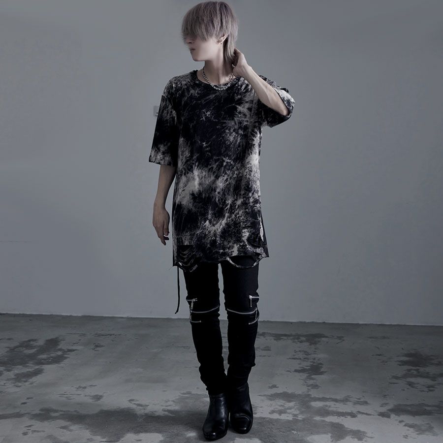 Bernings Sho【バーニングショー】クラッシュ加工タイダイ染めTシャツ
