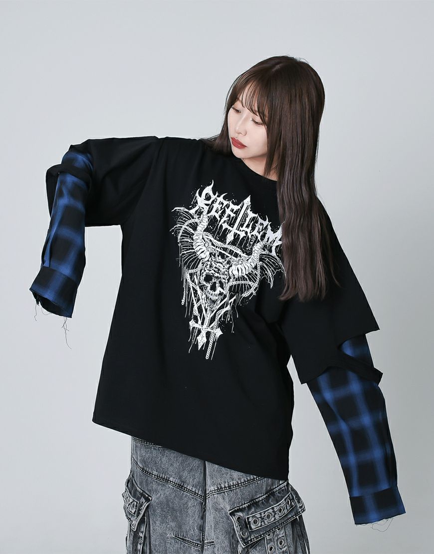 REFLEM【レフレム】フェイクレイヤードチェックロンT/全2色