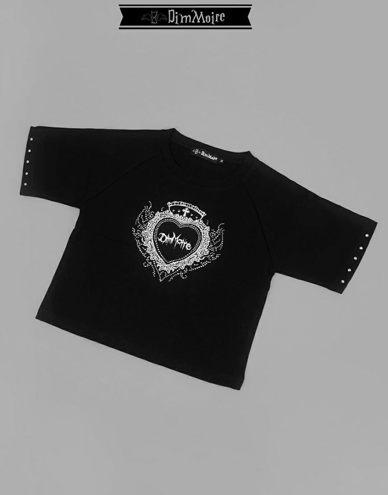 【完売品】ラインストーンHeartCoreミニT/Black dimmoire DimMoire【ディムモアール】ラインストーンHeartCoreミニT/Black