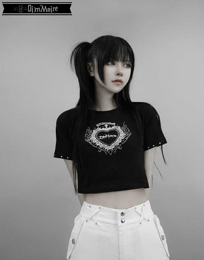 【完売品】ラインストーンHeartCoreミニT/Black dimmoire DimMoire【ディムモアール】ラインストーンHeartCoreミニT/Black