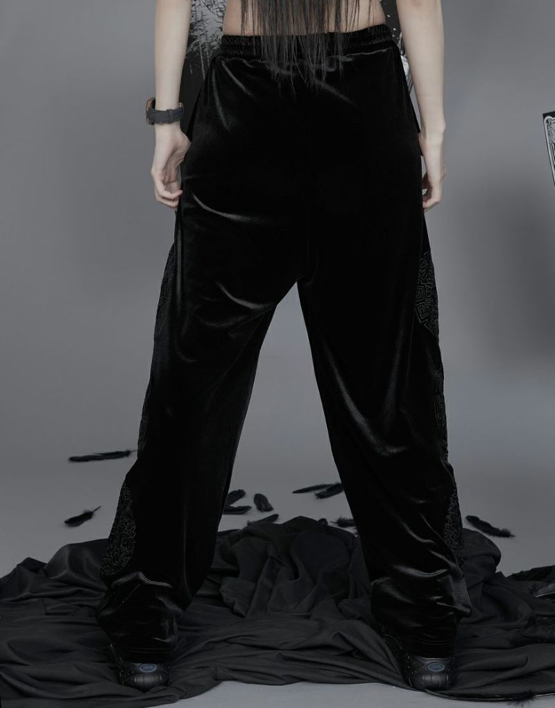 美品 SAVAGE CLUB Dualism コラボパンツ ベロア BLACK GREY CHORD】LAYLA ベロアパンツ（フルレングスパンツ