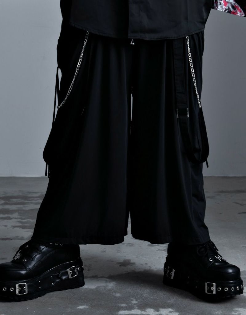 NULLUS ヌルース　24aw チェック柄 レイヤードスカートパンツ NOVESSEL【ノベセル】チェーン付きスカートレイヤードワイド