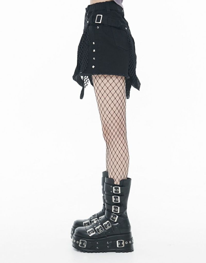 REFLEM【レフレム】加工レイヤードベルト付デニムショートパンツ