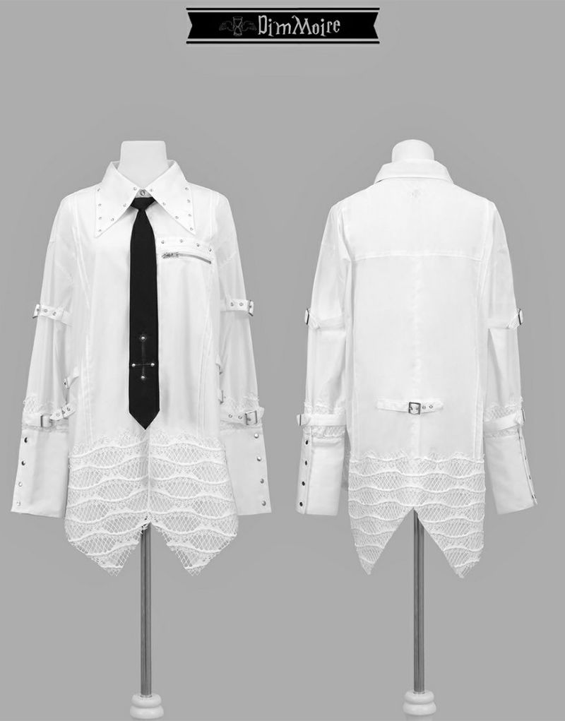 値下げ DimMoire Gothic学園ボンテージシャツ 白 DimMoire【ディムモアール】Gothic学園ボンテ―ジシャツ/Black