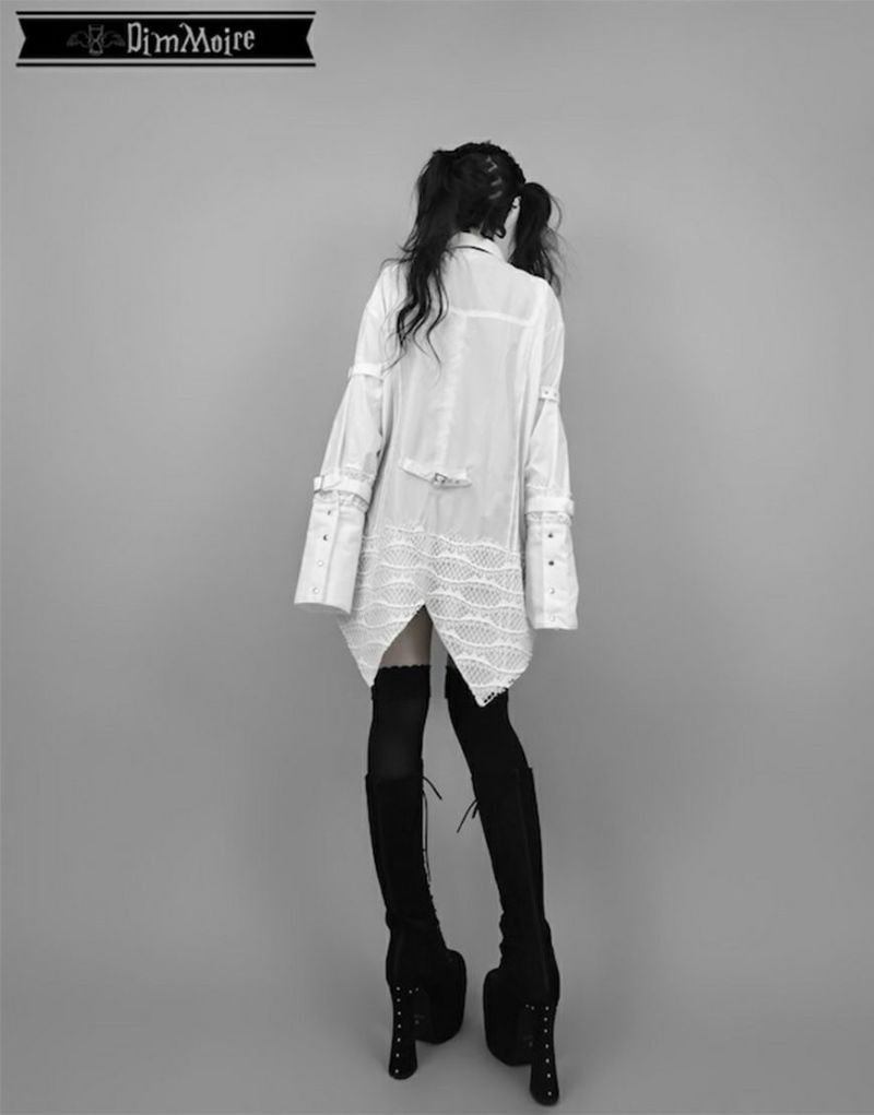 【美品】DimMoire Gothic学園ボンテージシャツ 白 DimMoire【ディムモアール】Gothic学園ボンテ―ジシャツ/Black