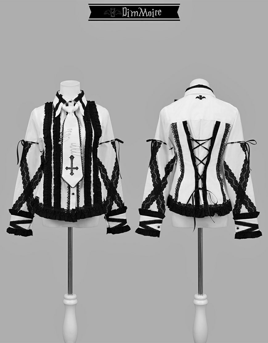 DimMoire 十字架フリルブラウス White Lサイズ