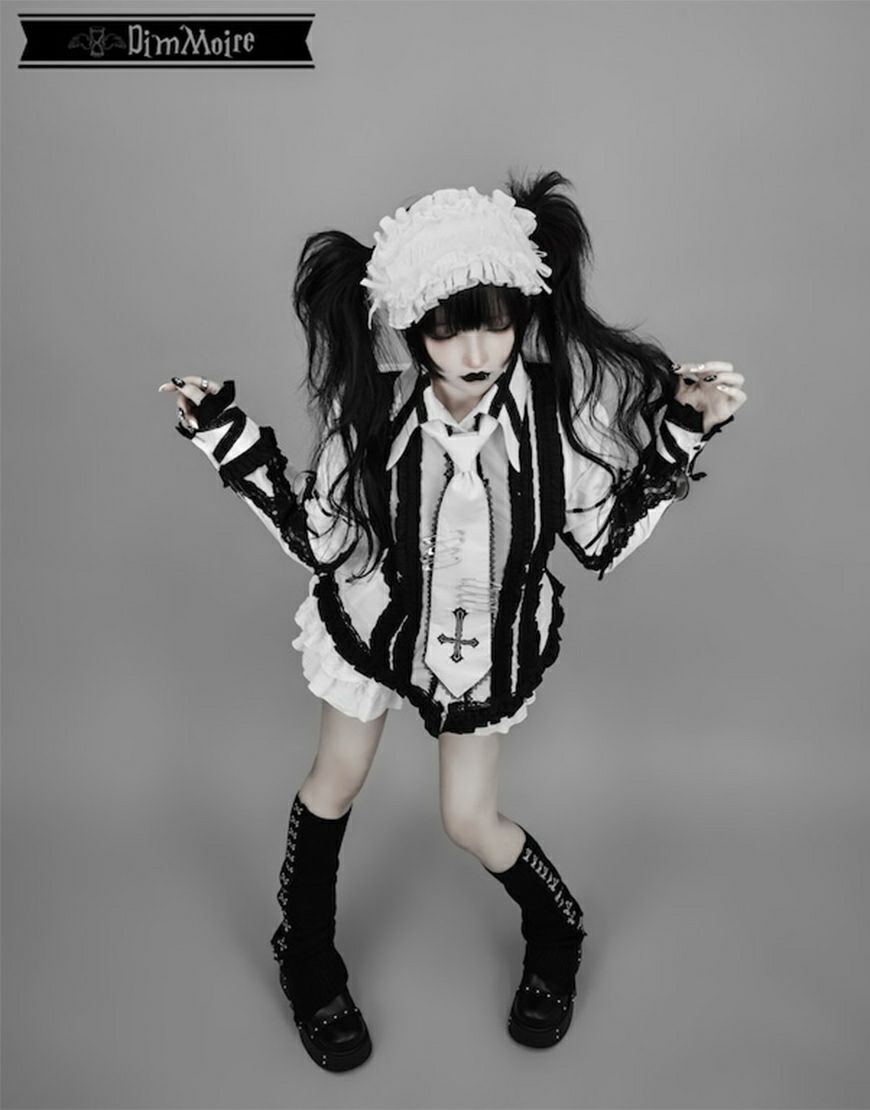 DimMoire【ディムモアール】Gothic学園ブラウス/White×Black 