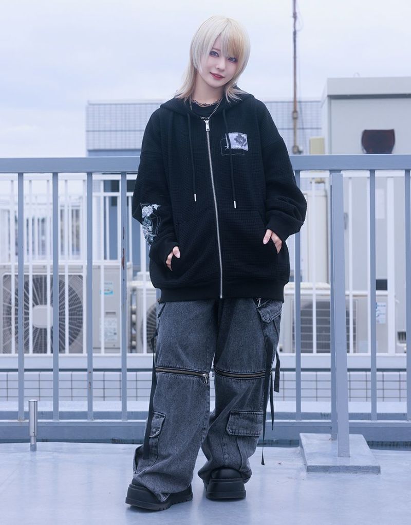 nyxu フラワーパーカー トップス Hatsunex “MITERU” Zip upパーカー（フラミンゴアッシュ