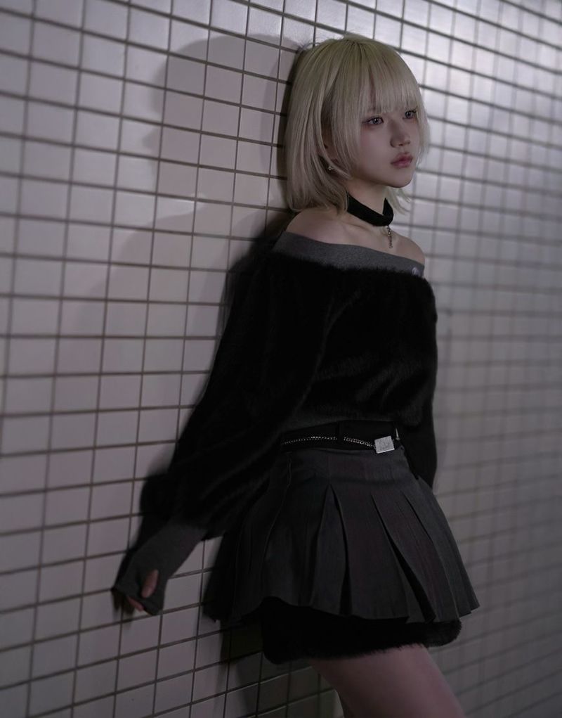DustDevil【ダストデビル】ファー＆プリーツスカート2Pセット/全2色