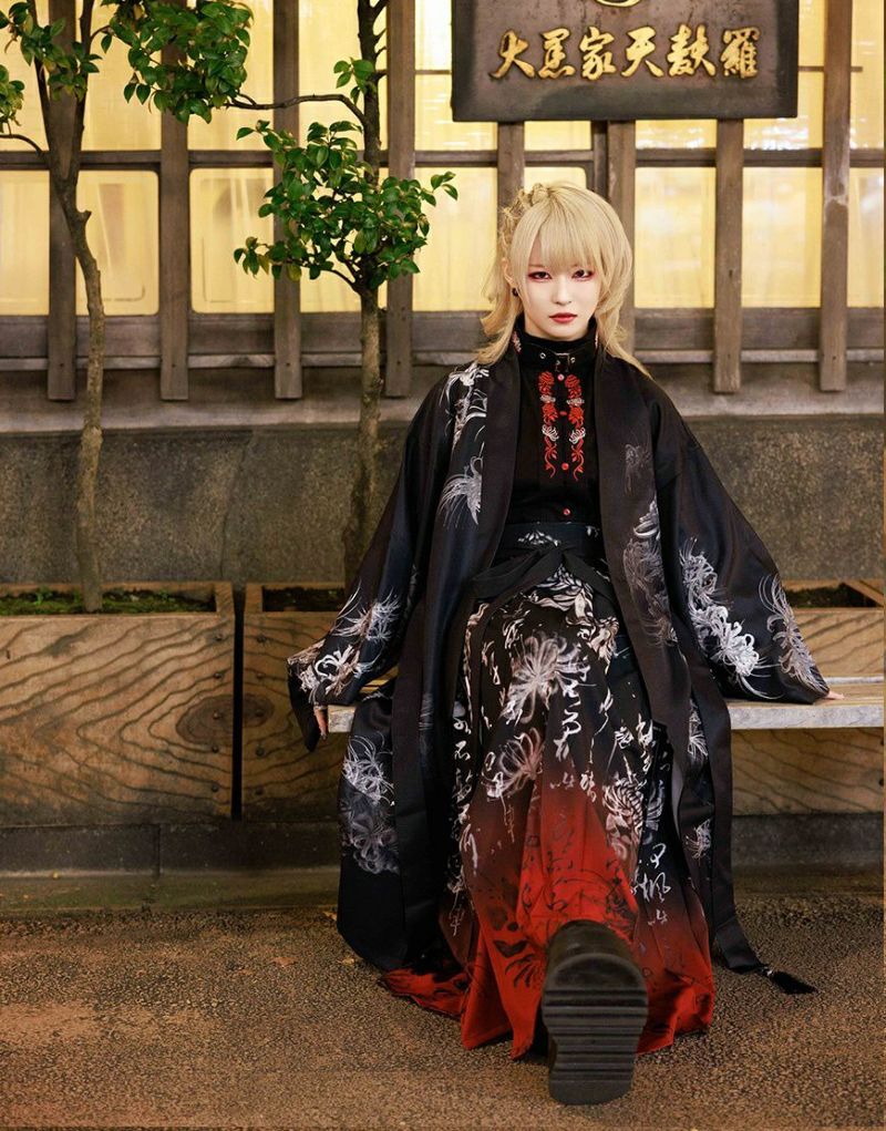 AdaNous【アダナス】曼珠沙華 Black×Gray てのひらえる AdaNous【アダナス】曼珠沙華 羽織りシャツ/全2色