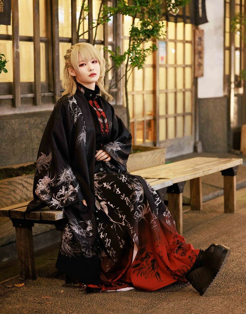 AdaNous【アダナス】曼珠沙華 Black×Gray てのひらえる AdaNous【アダナス】曼珠沙華 羽織りシャツ/全2色