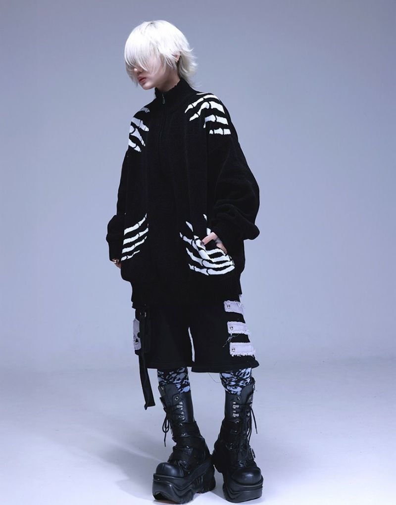 Gamchu【ガムチュ】ニンゲンやめたいMonster Hood +ニットセット セール】クロップド丈 カギ編み穴あきニット culw353（ニット