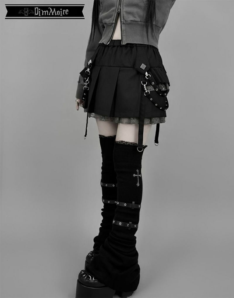 アメリカ通販ファッション DimMoire【ディムモアール】サイドフリルミニスカート/Black スカート