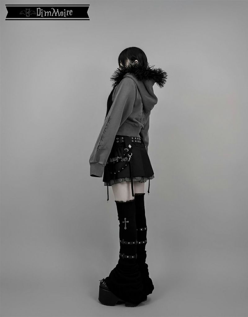 DimMoireサイドフリルミニスカート/Black×White(ストライプ) DimMoire【ディムモアール】サイドフリルミニスカート/Black