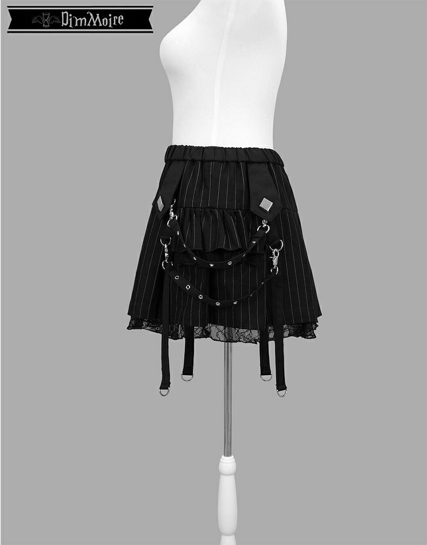 DimMoire【ディムモアール】サイドフリルミニスカート/Black×White
