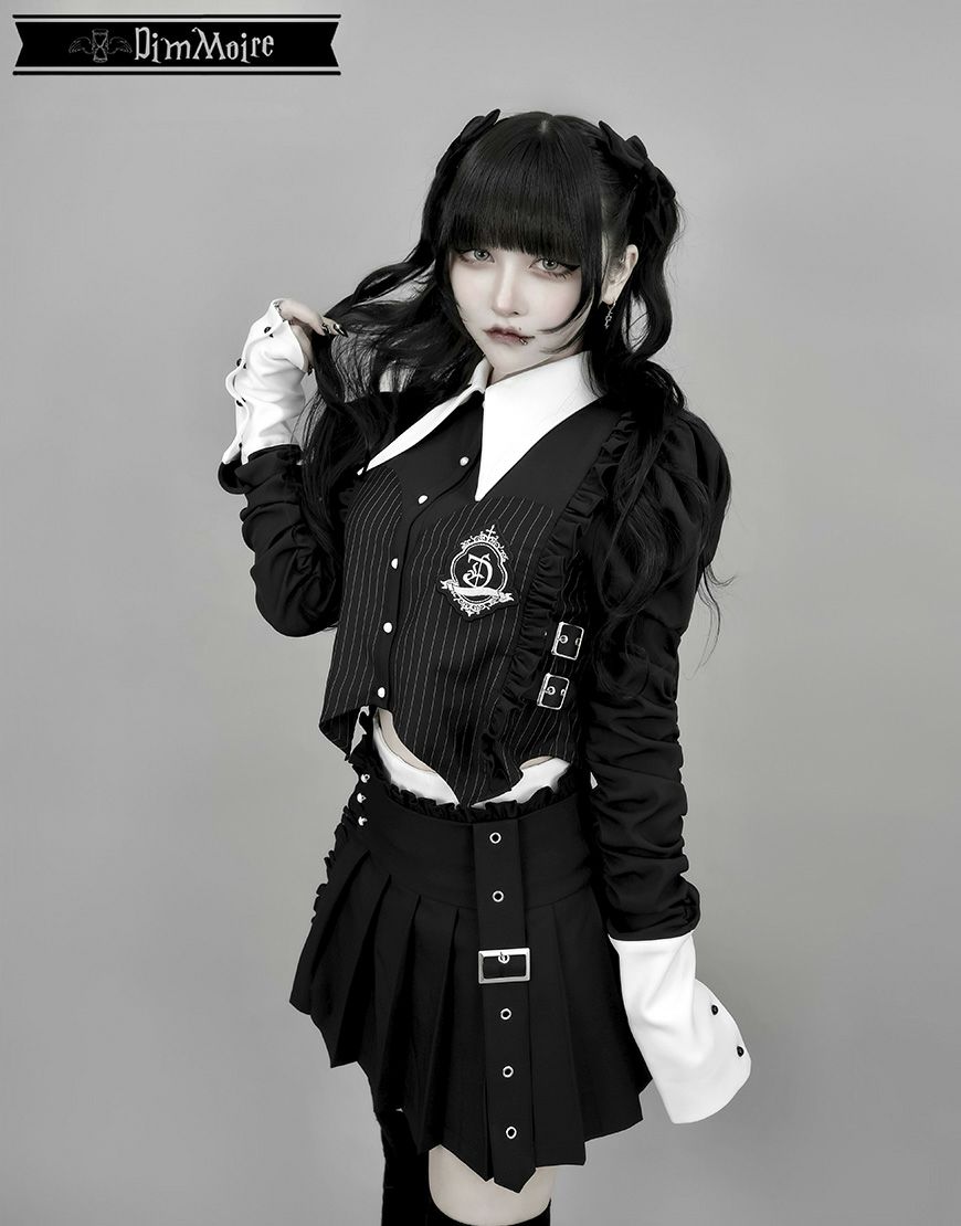 DimMoire ディムモアールGothic学園ブラウス White＆black 