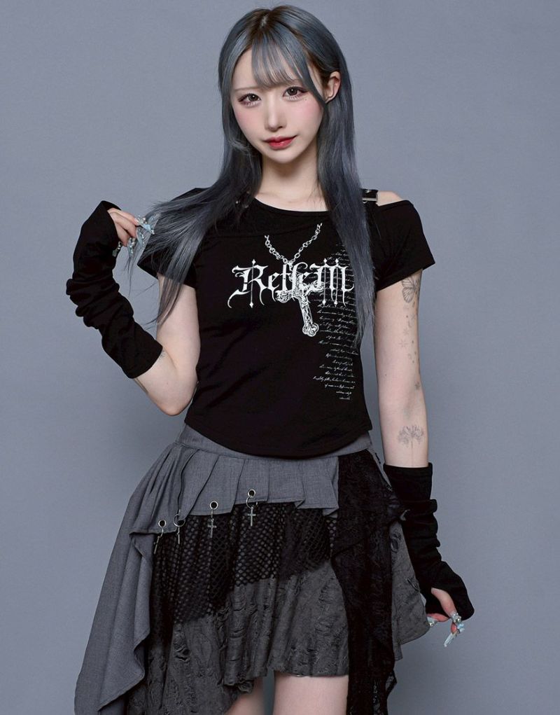 REFLEM【レフレム】アームカバー付きクロップドTシャツ/全2色
