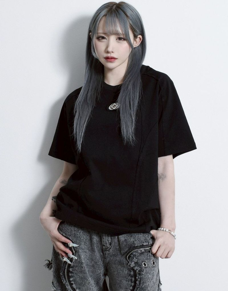 relume 半袖ブラックジャケット RESOUND CLOTHING - SIDE POCKET OVER TEE / RC28-T-005