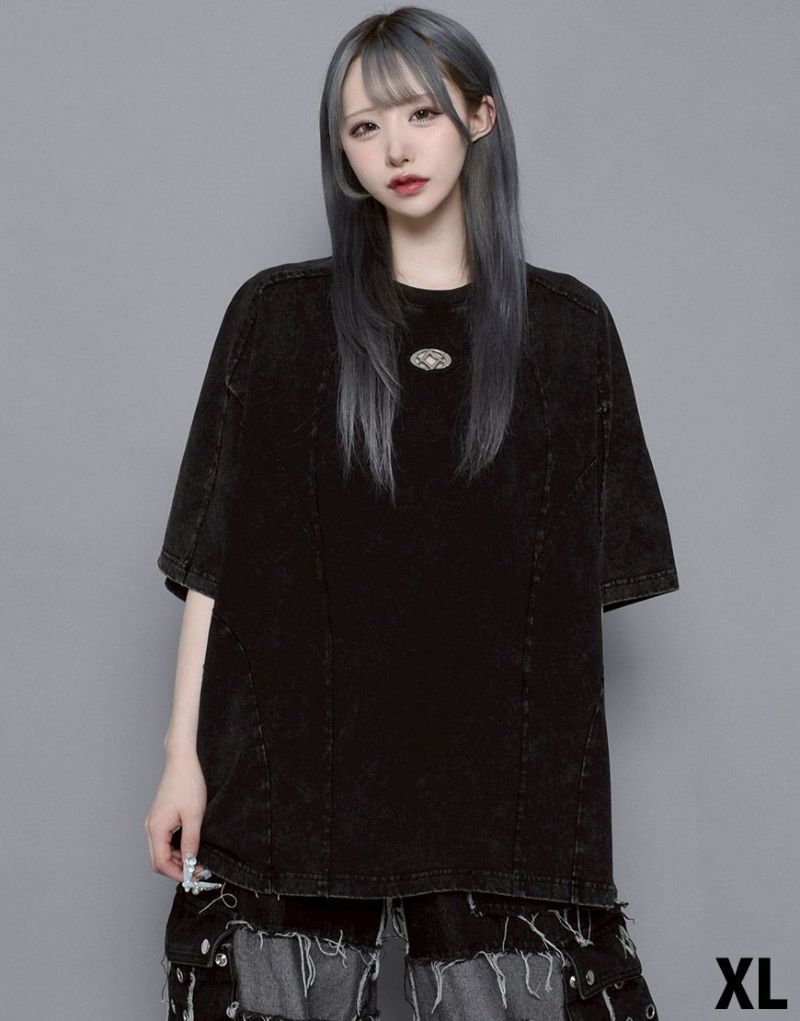 REFLEM【レフレム】メタリックオーバルロゴ切り替え半袖Tシャツ
