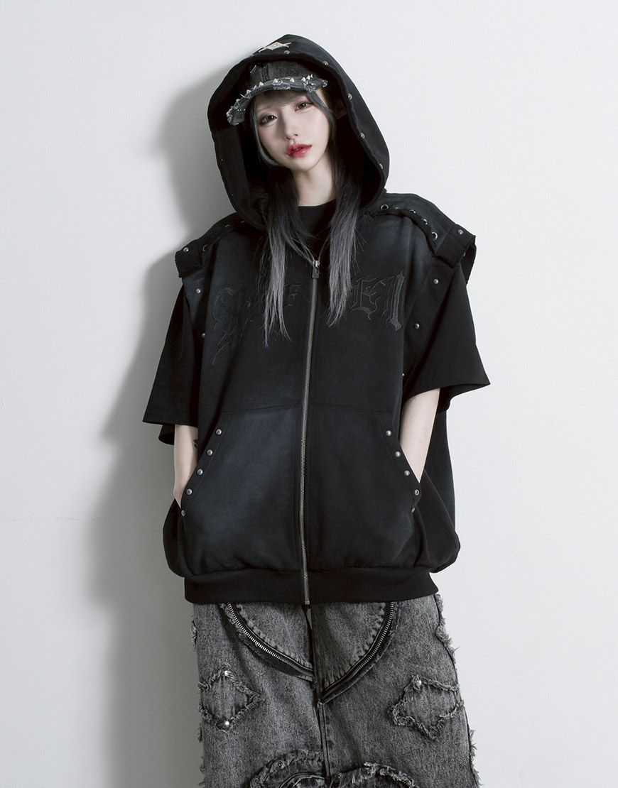 REFLEM【レフレム】クロスパッチ2WAY加工ジップアップパーカー/全2色
