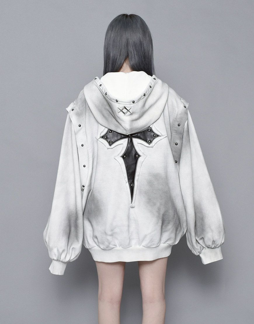 REFLEM【レフレム】クロスパッチ2WAY加工ジップアップパーカー/全2色