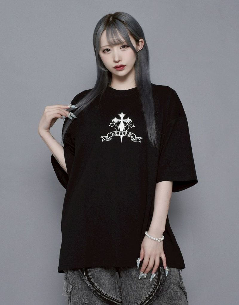 REFLEM【レフレム】クロス刺繍半袖Tシャツ/全4色