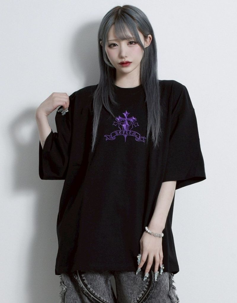 REFLEM tシャツ 「REFLEM/レフレム」クロス刺繍Tシャツ/ハーフ