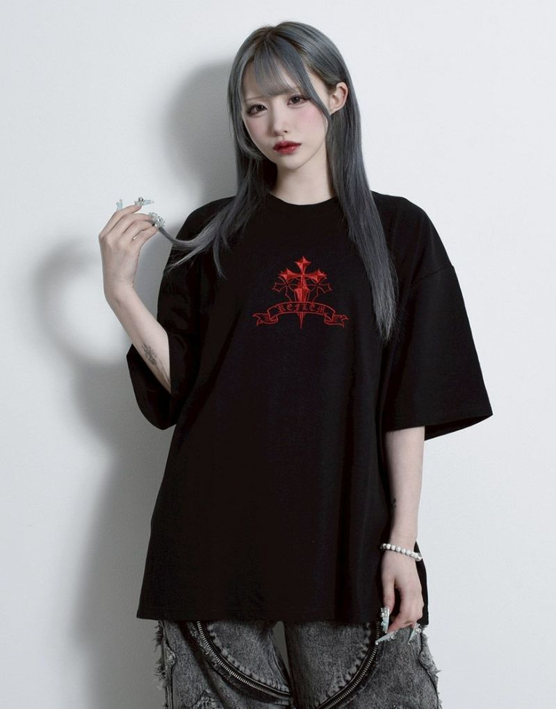 REFLEM tシャツ 「REFLEM/レフレム」クロス刺繍Tシャツ/ハーフ