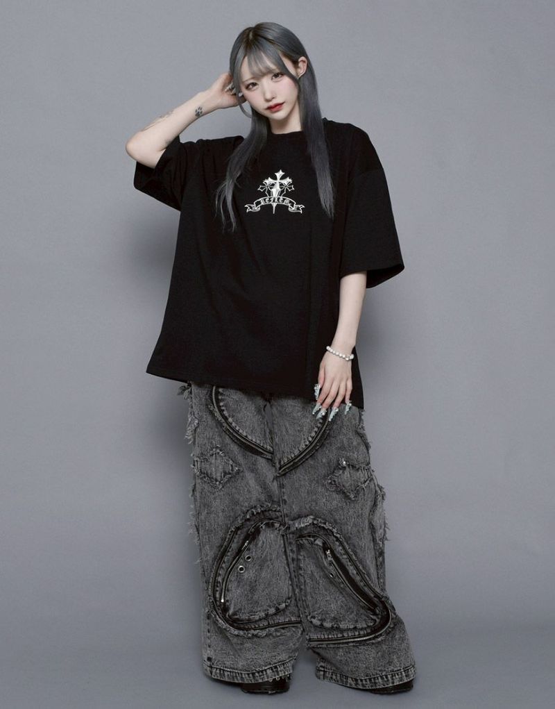 REFLEM【レフレム】クロス刺繍半袖Tシャツ/全4色
