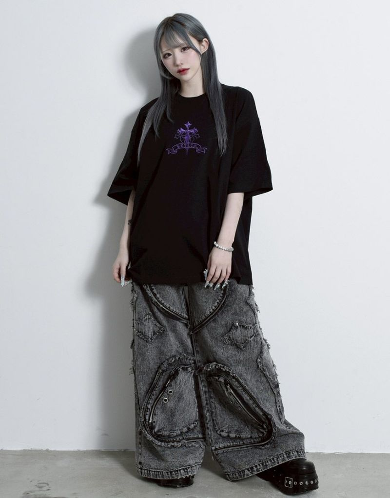 REFLEM【レフレム】クロス刺繍半袖Tシャツ/全4色