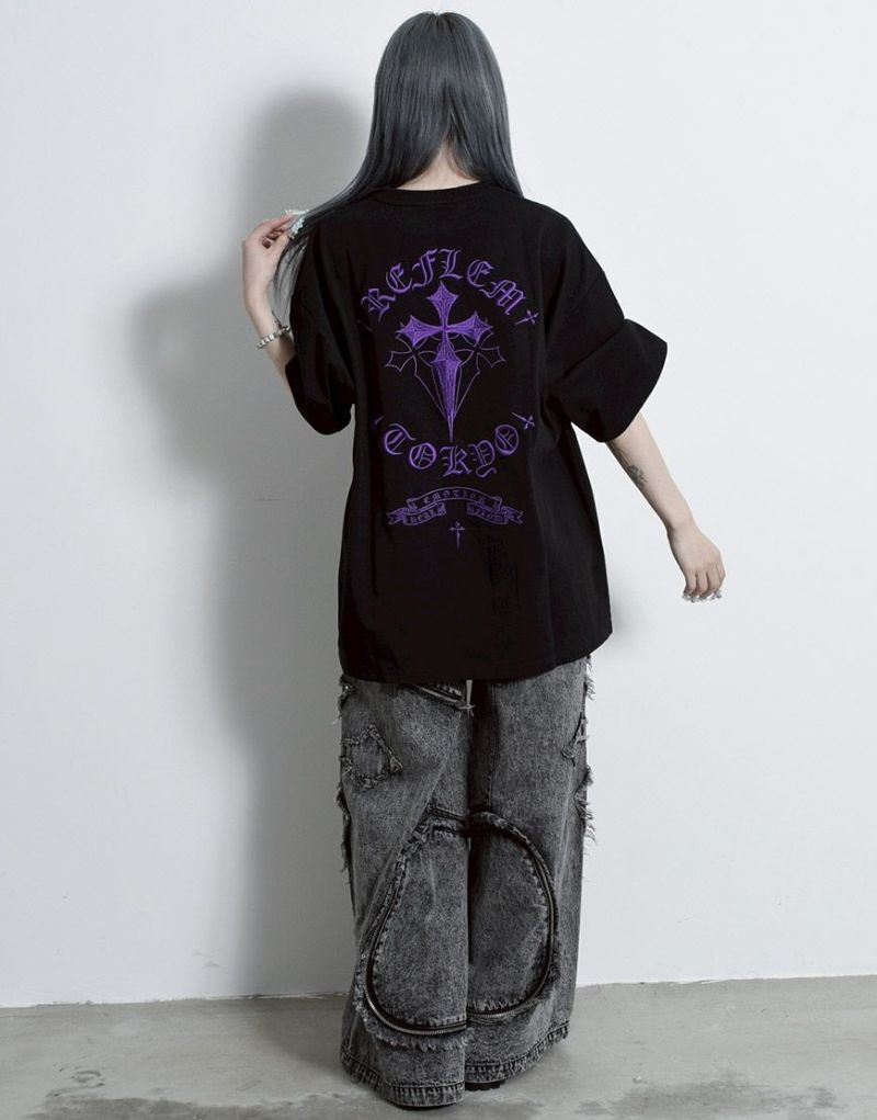 REFLEM【レフレム】クロス刺繍半袖Tシャツ/全4色