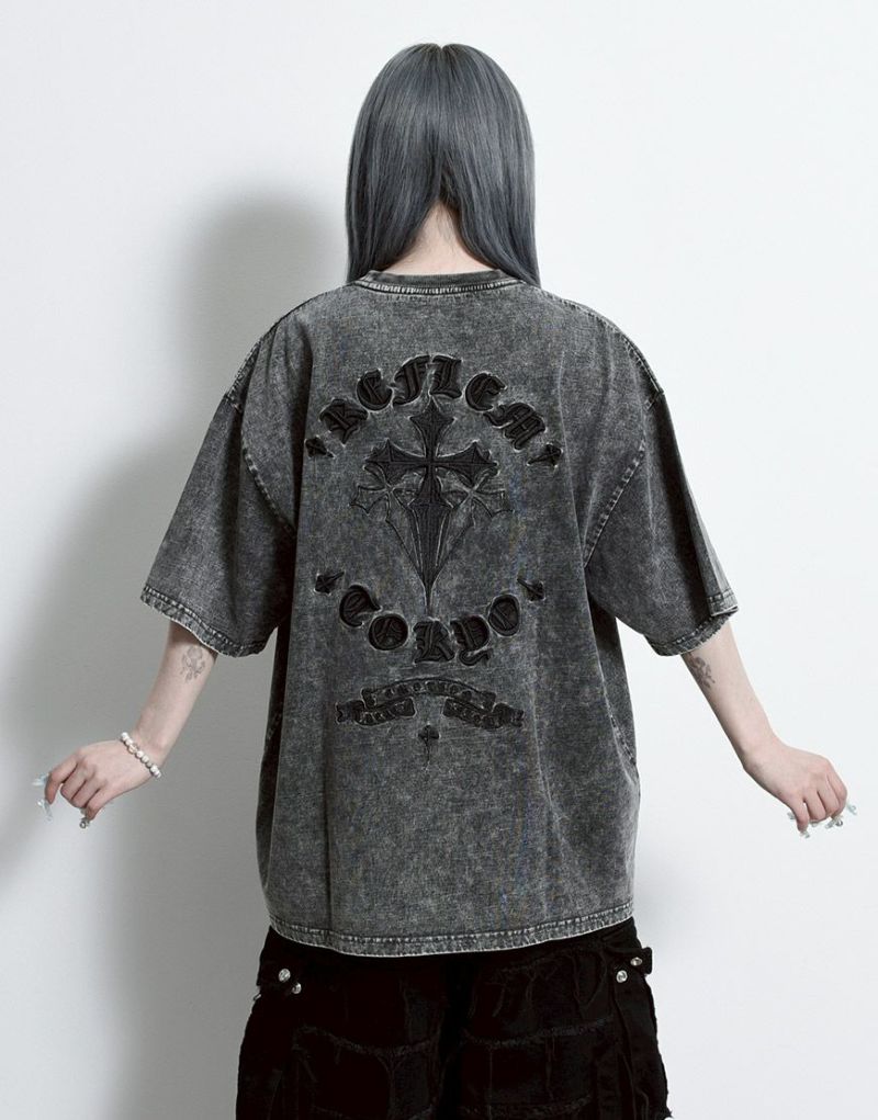 REFLEM【レフレム】クロス刺繍半袖Tシャツ/全4色