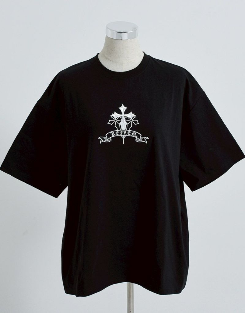 口コミ・レビュー評価が高いおすすめ人気商品の通販 REFLEM【レフレム】クロス刺繍半袖Tシャツ/全4色 トップス