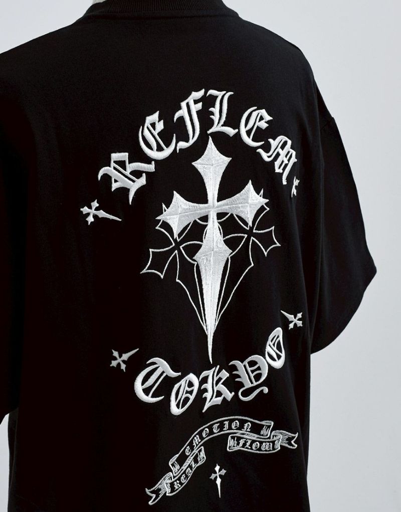 REFLEM【レフレム】クロス刺繍半袖Tシャツ/全4色