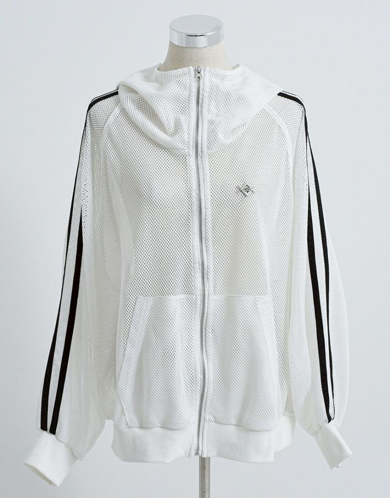 レフレム スウェット 肩ZIP REFLEM【レフレム】袖ラインメッシュジップパーカー/全3色