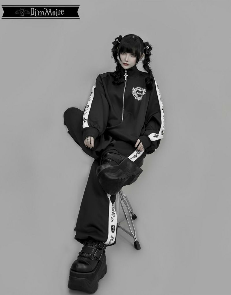 超歓迎された DimMoire【ディムモアール】ロゴプリントジャージトップス/Black トップス